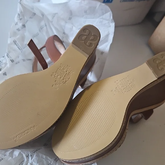 ANDREA FENZI Tan Leather Wedge Sandals - Picture 6 of 9